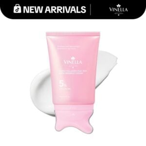 Vinella PDRN Collagen Gua Sha Neck Cream – Built-In Gua Sha Massager with 5% Volufiline for Firming Neck, Jawline & Décolleté Care (90g)